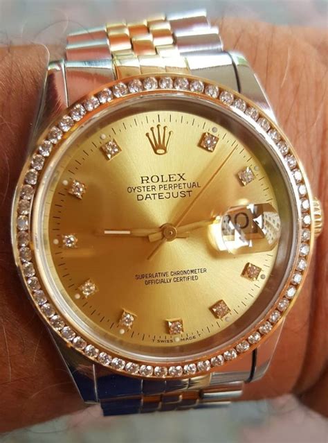 rolex replica gold end diamond 16223|rolex 16233 day date.